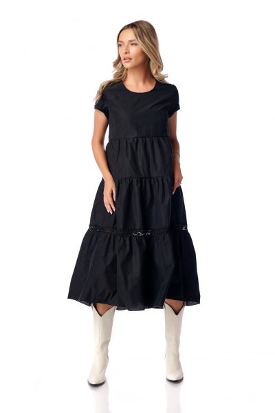 Rochie din bumbac, Fashion Loft, lunga, culoarea neagra. Rochie din bumbac, Fashion Loft, lunga, culoarea neagra.