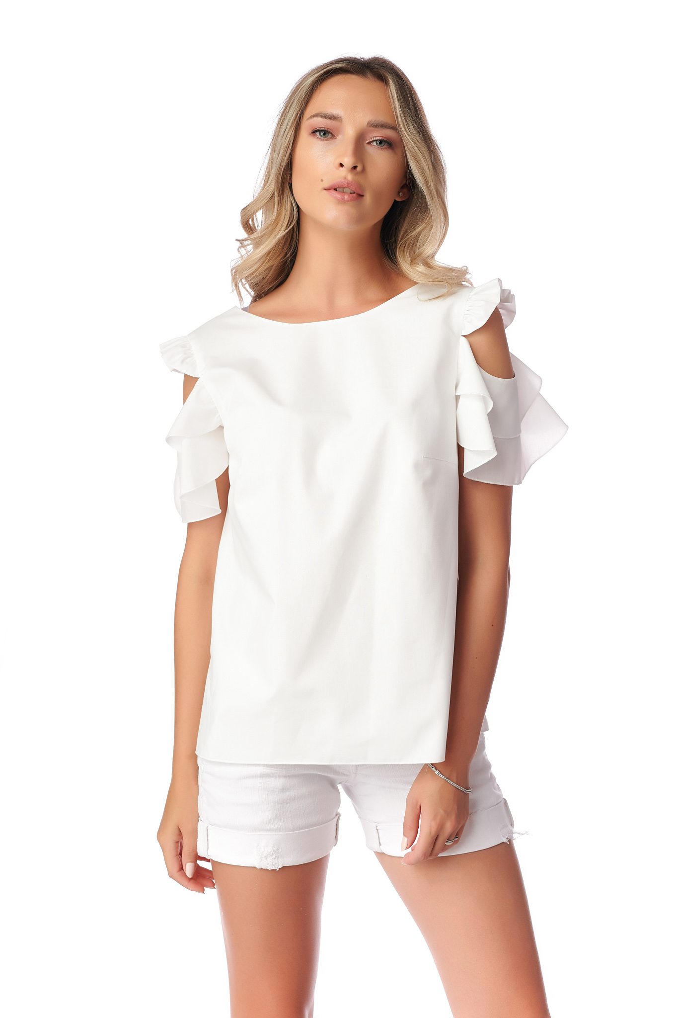 Bluza alba din bumbac Bluza alba din bumbac