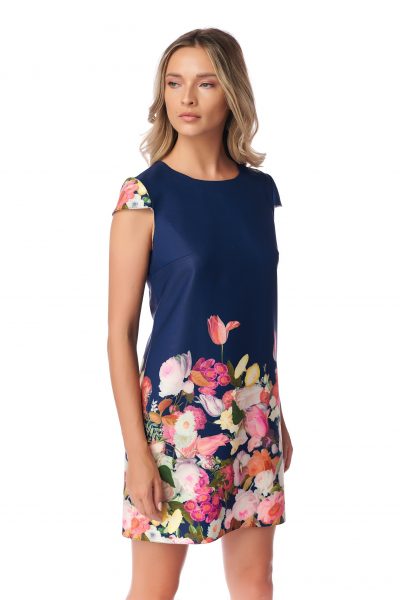 Rochie Fashion Loft, cu imprimeu floral si maneci Rochie Fashion Loft, cu imprimeu floral si maneci
