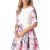 Rochie cu maneci Fashion Loft, imprimeu floral, alb/roz