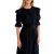 Fusta casual in clos cu pliuri curea talie culoarea neagra