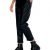 Pantaloni negri casual din piele ecologica cu elastic si siret in talie