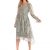 Rochie midi animal print cu maneci lungi bufante
