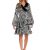 Rochie scurta petrecuta pe talie maneci lungi culoarea alb,negru
