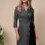Rochie office, decolteu in V petrecut, culoarea gri