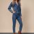Salopeta din denim, casual , decolteu petrecut , culoarea albastru