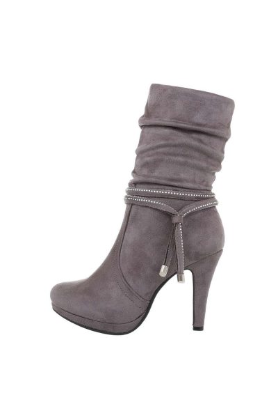 Botine dama cu toc subtire, gri