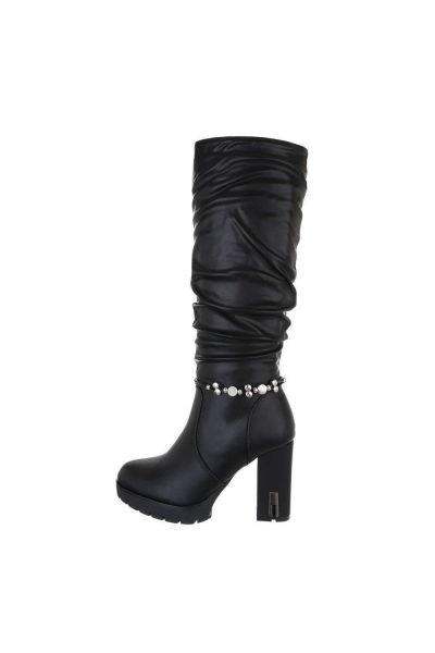 Cizme dama casual accesorizate, negre