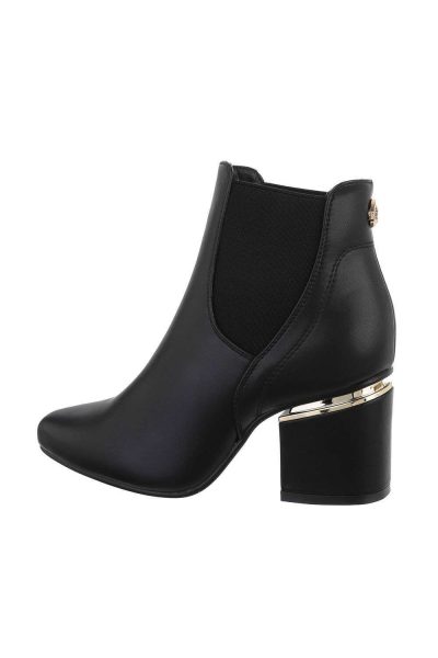 Botine dama elegante cu toc gros, negre