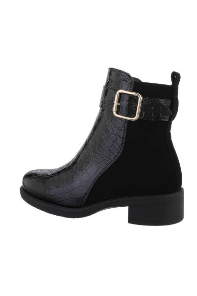 Botine dama cu efect croco, negre