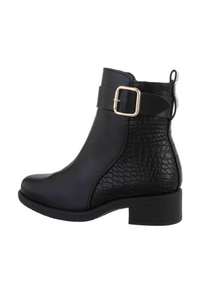 Botine dama casual cu efect croco, negre