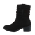 Botine dama din piele intoarsa ecologica incretite, culoarea neagra