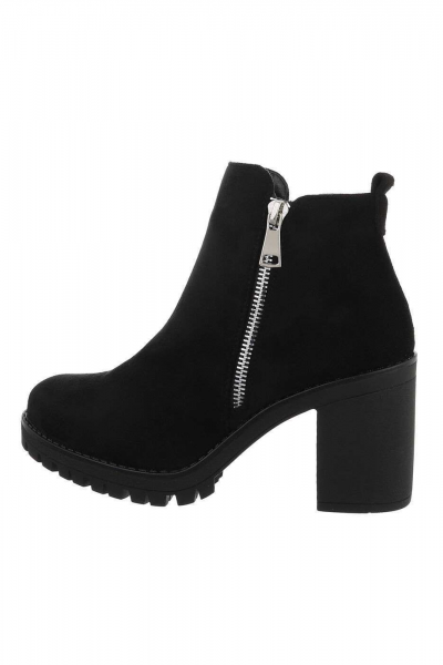 Botine dama casual inchidere cu fermoar, negre