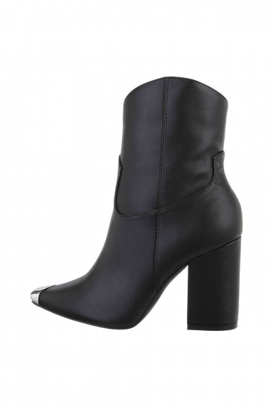 Botine dama elegante varf ascutit accesorizat, negre