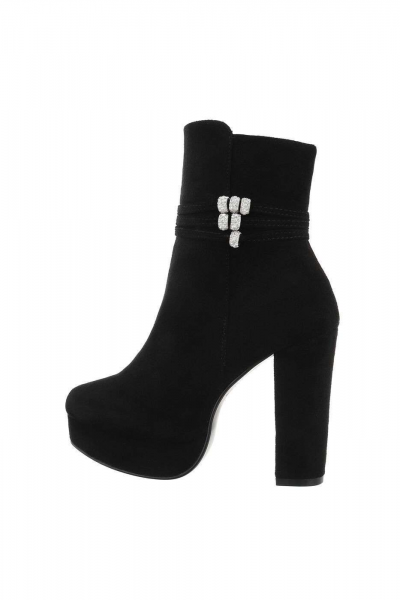 Botine dama cu platforma accesorizate, negre