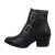 Botine dama din piele ecologica cu catarame, negre