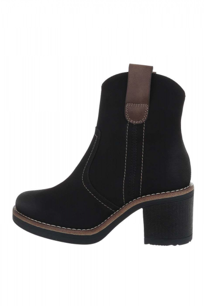 Botine dama din piele intoarsa ecologica , negre