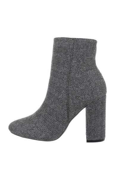Botine dama din material textil, gri