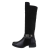 Cizme dama accesorizate cu catarama, piele ecologica, negre