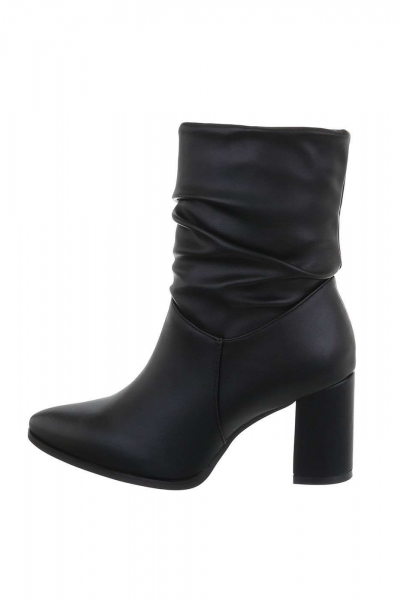 Botine dama cu tocul gros, piele ecologica, negre