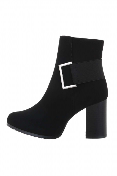 Botine elegante cu toc gros, piele ecologica , negre