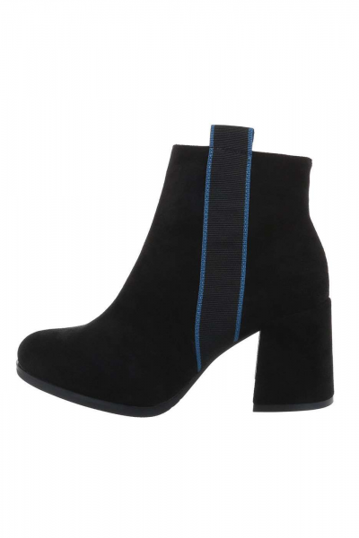 Botine dama cu toc gros, piele ecologica, negre