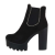 Botine dama accesorizate, toc inalt, piele ecologica, negre