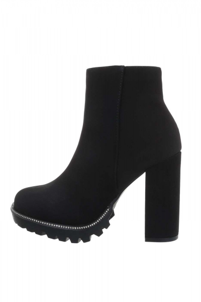 Botine dama cu toc inalt, piele eco, negre