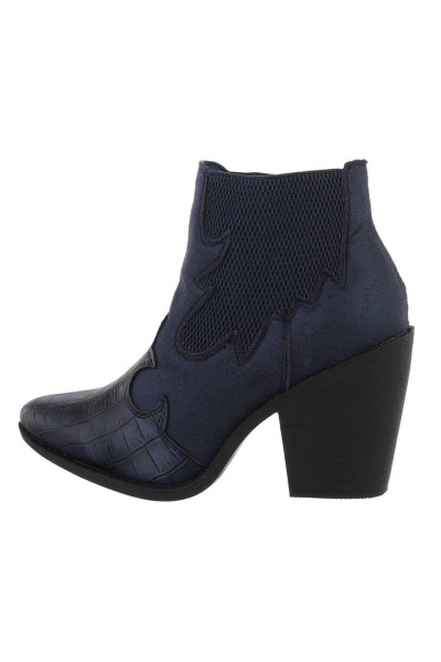 Botine dama stil cowboy, piele ecologica, navy
