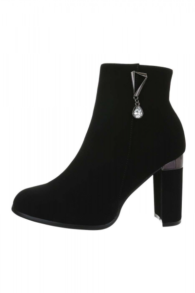 Botine dama elegante, piele intoarsa ecologica, negre