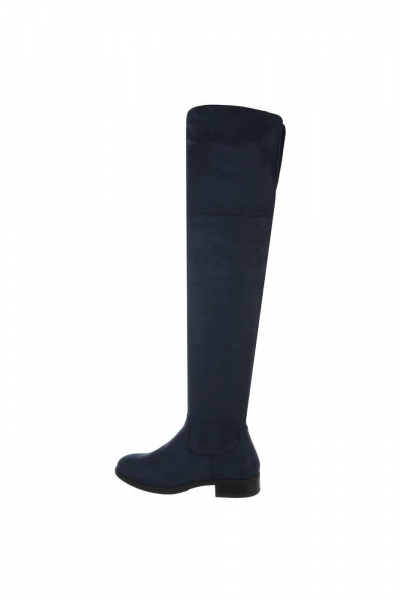 Cizme dama peste genunchi, talpa joasa, piele ecologica, navy