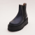 Ghete casual din piele naturala, talpa groasa, interior imblanit, Bleumarin