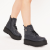 Ghete dama din piele naturala, casual, imblanite, bleumarin