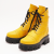 Ghete piele naturala, imblanite interior, talpa de 5 cm, galben mustar