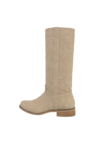 Cizme dama casual model perforata, crem