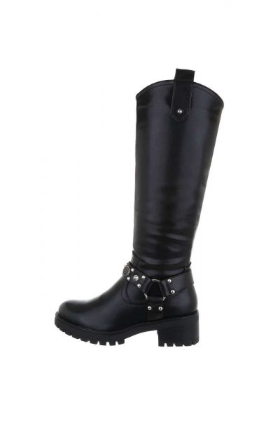 Cizme dama casual,accesorizate cu curea pe glezna, negre