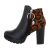 Botine dama model animal print, negru/caramiziu