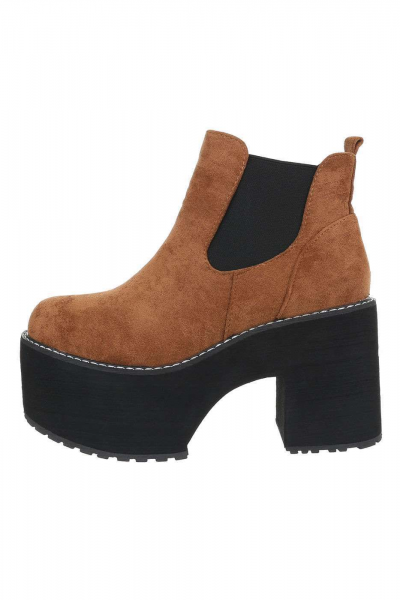 Botine dama cu platforma din piele ecologica, caramizi