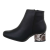 Botine dama cu toc stilizat din piele ecologica, negre