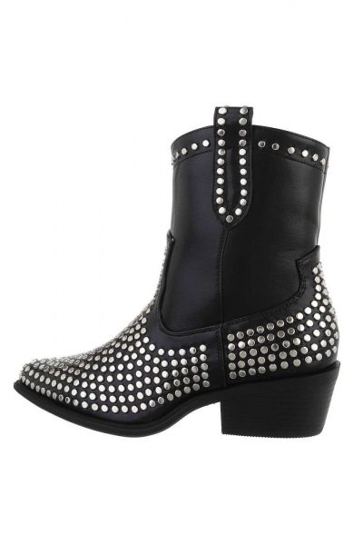 Botine stil ciocate cu capse, negre