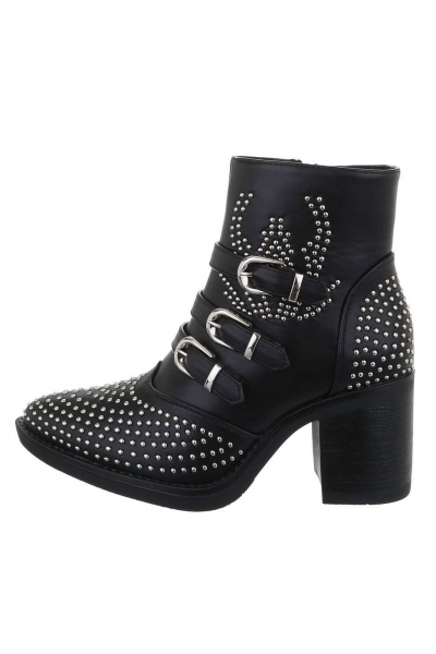 Botine dama rock style din piele ecologica, negre