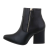 Botine dama din piele ecologica cu toc gros, inchidere cu fermoar, negre