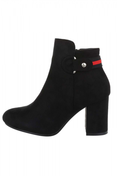 Botine dama din piele intoarsa ecologica, inchidere fermoar, negre