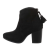 Botine din piele intoarsa ecologica, fermoar accesorizat, negre
