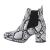 Botine dama animal print, piele ecologica, albe
