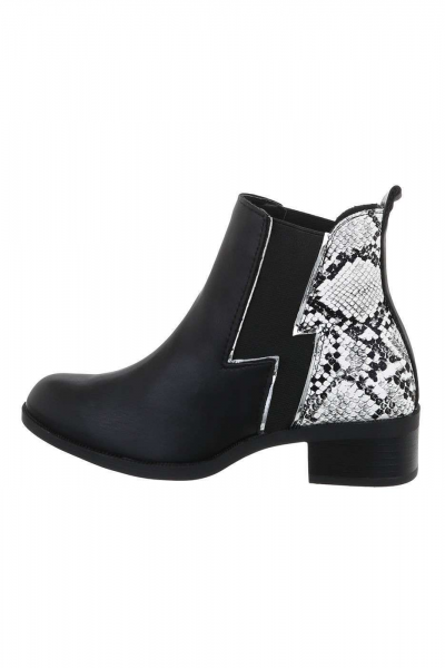 Botine dama model animal print, piele ecologica, negre