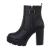 Botine dama cu toc inalt, cu fermoar, piele ecologica, negre