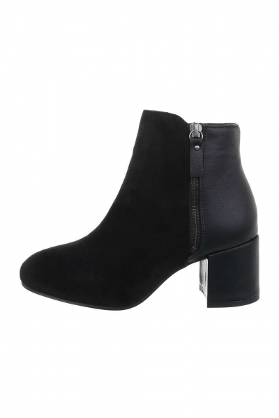 Botine negre cu toc gros, piele ecologica