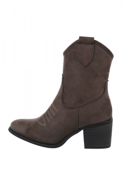 Botine cu toc mediu gros, piele ecologica, culoarea verde