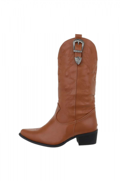 Cizme tip ciocata accesorizate cu catarma, camel